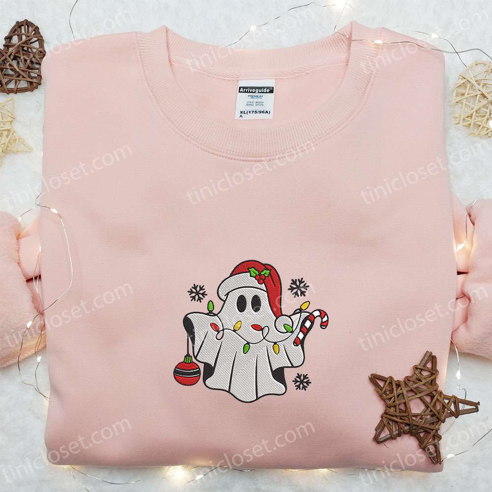 Cute Ghost Christmas Embroidered Shirt Christmas Embroidered Shirt Best Christmas Gifts for Family 2