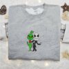Grinch And Jack Skellington Embroidered Sweatshirt, Halloween Embroidered Hoodie, Best Christmas Gift Ideas