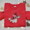 Zero With Candy Cane Embroidered Sweatshirt, The Nightmare Before Christmas Embroidered Hoodie, Best Halloween Gift Ideas