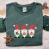 3 Cute Gnomes Embroidered Shirt, Christmas Gnomes Embroidered Hoodie, Best Christmas Gift Ideas
