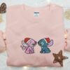 Angel And Stitch Embroidered Shirt, Disney Characters Embroidered Hoodie, Best Christmas Gift Ideas
