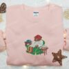 Bear Xmas Embroidered Shirt, Animal Embroidered Hoodie, Christmas Embroidered Shirt