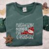 Believe In The Magic Of Christmas Snowman Embroidered Shirt, Christmas Embroidered Hoodie, Best Gifts For Family