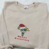 Bubbles Merry Christmas Embroidered Shirt, The Powerpuff Girls Cartoon Embroidered Hoodie, Christmas Embroidered Shirt