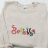 Grinch Believe Embroidered Shirt, Christmas Embroidered Hoodie, Best Gifts For Family