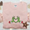 Grinch Hands Heart Sign Embroidered Shirt, Christmas Embroidered Hoodie, Best Gifts For Family