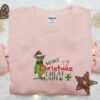 Grinch Make Christmas Great Again Embroidered Shirt, Cartoon Embroidered Hoodie, Christmas Embroidered Shirt