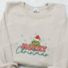 Grinch Merry Christmas Snowflakes Embroidered Shirt, Christmas Embroidered Hoodie, Best Christmas Gifts For Family