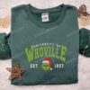 Grinch University Of Whoville Est 1957 Embroidered Shirt, Christmas Embroidered Hoodie, Best Gifts For Family