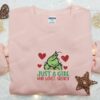 Just A Girl Who Loves Grinch Embroidered Shirt, Christmas Embroidered Hoodie, Best Gifts For Family
