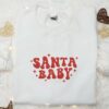 Santa Baby Embroidered Shirt, Retro Christmas Embroidered Hoodie, Best Gifts For Family