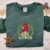 Merry Xmas Gnome Santa Embroidered Shirt, Christmas Embroidered Hoodie, Best Christmas Gifts For Family