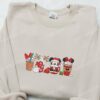 Mickey Christmas Coffee Latte Embroidered Shirt, Disney Characters Embroidered Hoodie, Christmas Embroidered Shirt