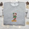 Mickey Christmas Embroidered Shirt, Disney Characters Embroidered Hoodie, Christmas Embroidered Shirt