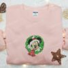 Mickey Christmas Wreath Embroidered Shirt, Disney Characters Embroidered Hoodie, Best Christmas Gifts For Family