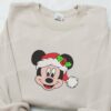 Mickey Head Christmas Hat Embroidered Shirt, Disney Characters Embroidered Hoodie, Best Christmas Gifts For Family