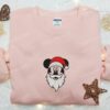 Mickey Head Santa Embroidered Shirt, Disney Characters Embroidered Hoodie, Best Christmas Gifts For Family