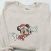 Minnie Mouse Santa Embroidered Shirt, Disney Characters Embroidered Hoodie, Best Christmas Gifts For Family
