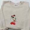 Minnie Mouse Santa Embroidered Shirt, Disney Characters Embroidered Hoodie, Best Christmas Gifts For Family
