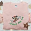 Minnie Mouse Spread The Joy Embroidered Shirt, Disney Characters Embroidered Hoodie, Best Christmas Gifts For Family