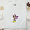Minnie Mouse With Present Embroidered Shirt, Disney Characters Embroidered Hoodie, Best Christmas Gifts For Family