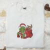 Santa Grinch Funny Embroidered Shirt, Christmas Embroidered Hoodie, Best Gifts For Family