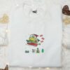 Santa Keroppi Embroidered Shirt, Cartoon Embroidered Hoodie, Christmas Embroidered Shirt
