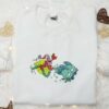Sebastian Riding Fish Sleigh Embroidered Shirt, Disney Little Mermaid Embroidered Hoodie, Christmas Embroidered Shirt