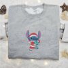 Stitch And Scrump Xmas Embroidered Shirt, Disney Characters Embroidered Hoodie, Christmas Embroidered Shirt