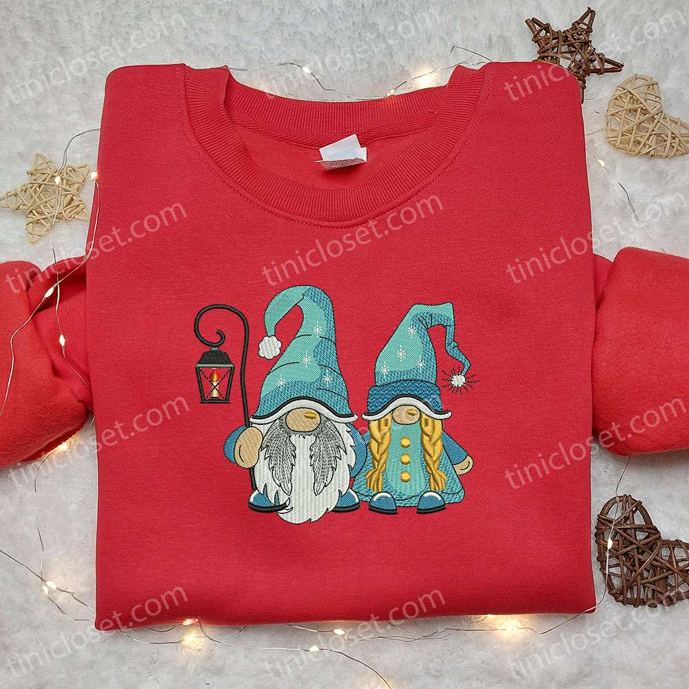 Two Winter Gnomes Embroidered Shirt, Christmas Embroidered Hoodie, Best Gifts For Family