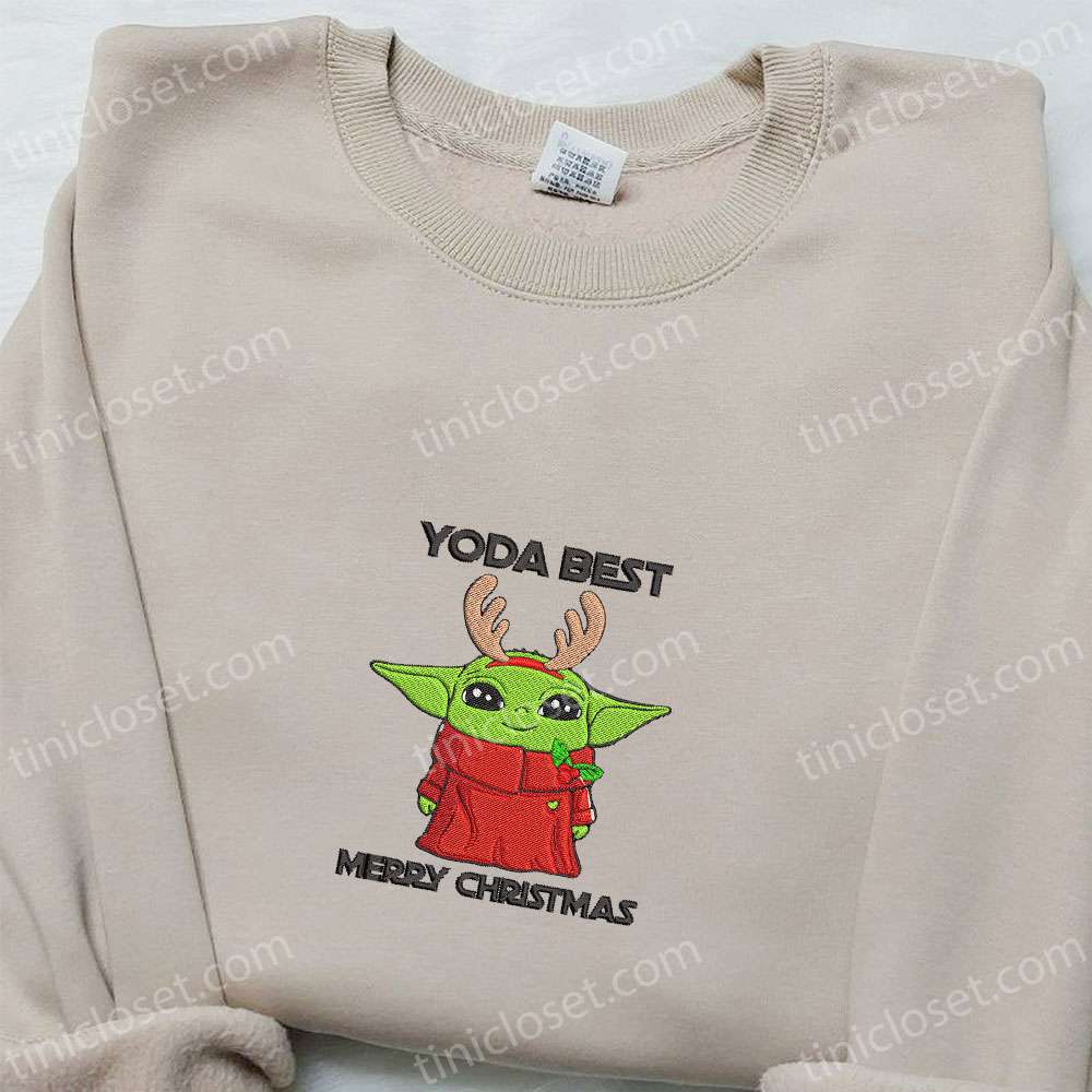 Yoda Best Merry Christmas Embroidered Shirt, Christmas Embroidered Hoodie, Best Gifts For Family