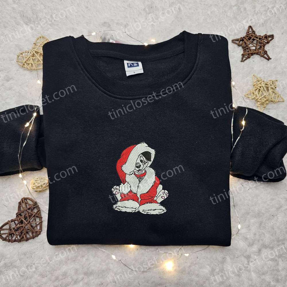 Dalmatian Santa Embroidered Shirt, 101 Dalmatians Disney Christmas Embroidered Shirt, Best Christmas Gift Ideas