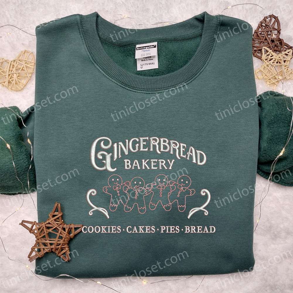 Gingerbread Bakery Embroidered Hoodie, Christmas Embroidered Hoodie, Best Christmas Gift Ideas