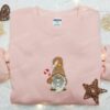 Gingerbread Gnome Christmas New Year Embroidered Shirt, Christmas Embroidered T-shirt, Best Christmas Gift Ideas