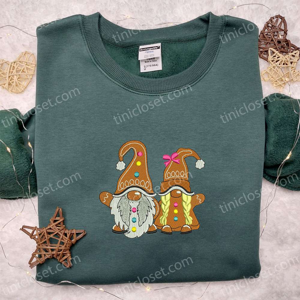 Gingerbread Gnomes Christmas Holiday Embroidered Sweatshirt, Christmas Embroidered Hoodie, Best Christmas Gift Ideas