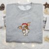Gizmo With Santa Hat Christmas Embroidered Shirt, Gremlins Movie Christmas Embroidered Hoodie, Best Christmas Gift Ideas