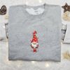 Gnome Christmas Lights Tangled Embroidered Shirt, Funny Christmas Embroidered Shirt, Best Christmas Gift Ideas For Family