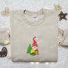 Gnome Christmas Tree Gifts Embroidered T-shirt, Christmas Embroidered T-shirt, Best Christmas Gift Ideas For Family
