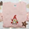 Gnome Let It Be Embroidered T-shirt, Christmas Embroidered Sweatshirt, Best Christmas Gift Ideas