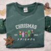 Christmas Friends Movie Characters Embroidered T-shirt, Movie Christmas Embroidered Hoodie, Best Christmas Gift Ideas