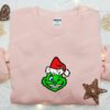 Grinch Face Christmas Embroidered Hoodie, Christmas Embroidered Hoodie, Best Christmas Gift Ideas For Family