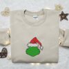 Grinch Face Empty Embroidered Shirt, Christmas Embroidered Hoodie, Best Christmas Gift Ideas For Family