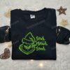Grinch Face Stink Stank Stunk Embroidered Hoodie, Movie Christmas Embroidered T-shirt, Best Gift Ideas