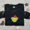 Grinch Face Xmas Embroidered T-shirt, Christmas Embroidered Hoodie, Best Christmas Gift Ideas