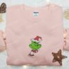 Grinch Funny Face Smile Embroidered Sweatshirt, Christmas Embroidered Hoodie, Best Christmas Gift Ideas For Family