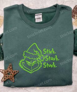 Grinch Face Stink Stank Stunk Embroidered Hoodie Movie Christmas Embroidered T shirt Best Gift Ideas 2