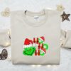 Grinch Ho Ho Ho Face Embroidered Hoodie, Christmas Embroidered T-shirt, Best Christmas Gift Ideas