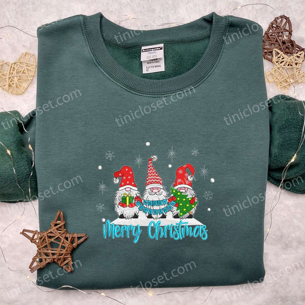 Gnomes Merry Christmas Embroidered Shirt Christmas Embroidered Shirt Best Christmas Gift Ideas 2 1