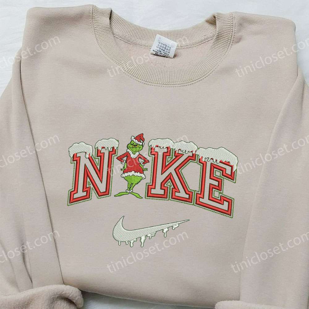 Nike x Grinch Xmas Embroidered Sweatshirt Nike Inspired Embroidered Shirt Best Chirstmas Gift Ideas 5