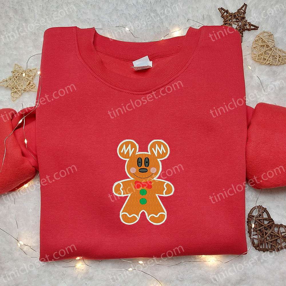 Mickey Gingerbread Embroidered Shirt Disney Characters Embroidered Hoodie Best Christmas Gifts For Family 3 1